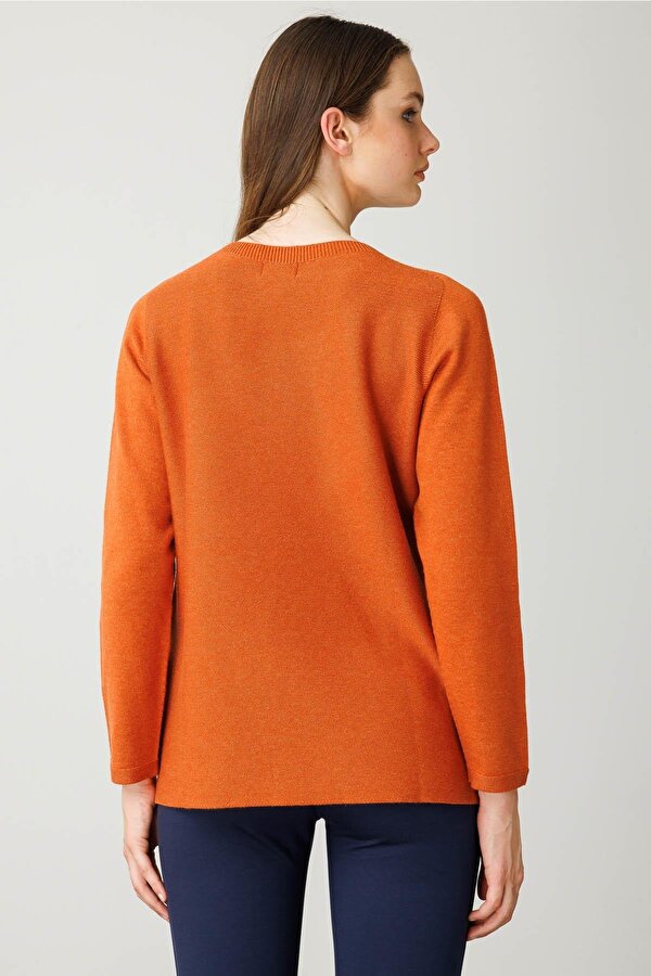 Sıfır Yaka Verev Taşlı Kadın Kazak 25246