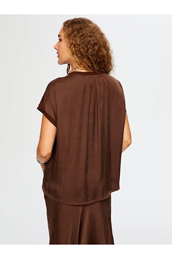 Arkası Liyoselli Dokuma Garnili Kadın T-shirt UW26BLZ028