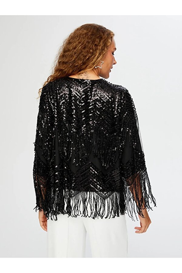 Saçaklı Payetli Kadın Abiye Ceket UW26CKT001