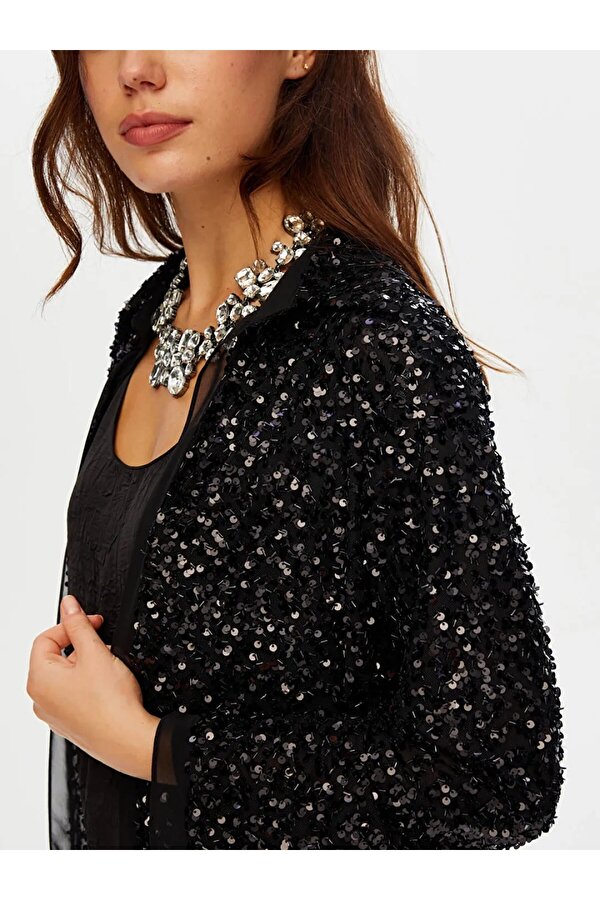 Şifon Garnili Payetli Kadın Abiye Ceket W26CKT002