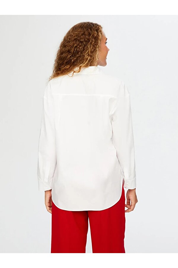 Taşlı Trok Aksesuarlı Poplin Kadın Gömlek W26GML008