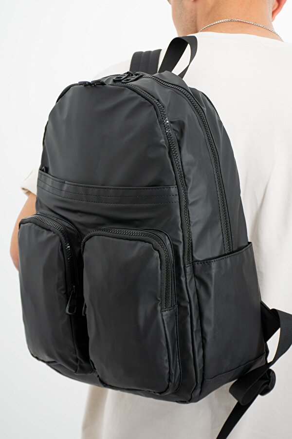 Sanmorris Siyah Unisex Laptop Bölmeli Suya Dayanıklı  Fonksiyonel Sırt Çantası