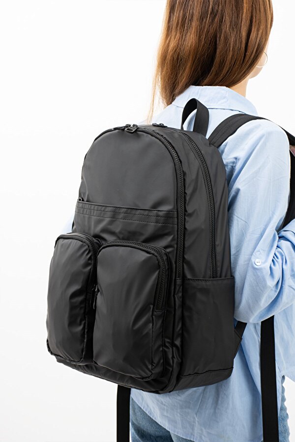 Sanmorris Siyah Unisex Laptop Bölmeli Suya Dayanıklı  Fonksiyonel Sırt Çantası