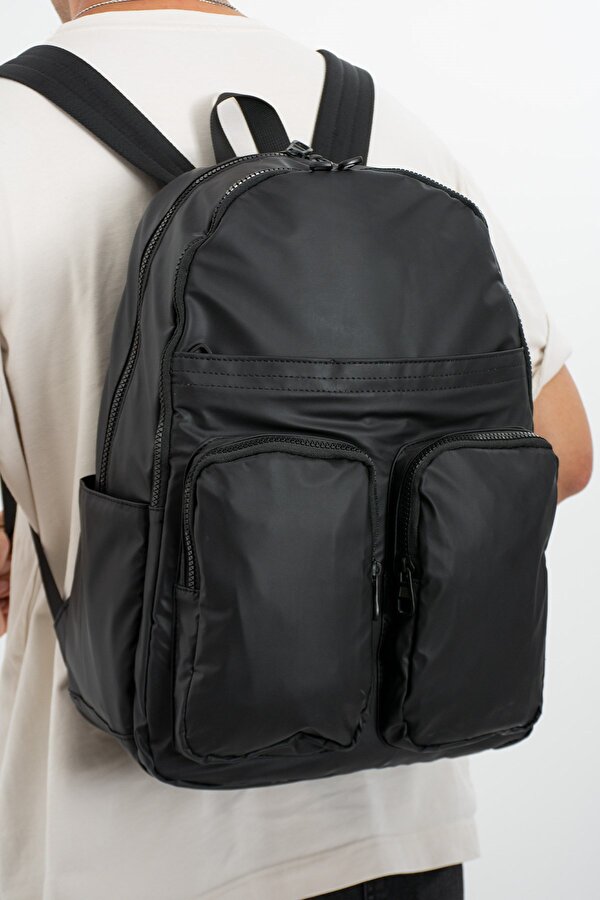 Sanmorris Siyah Unisex Laptop Bölmeli Suya Dayanıklı  Fonksiyonel Sırt Çantası