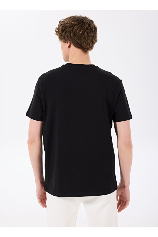 D4SM-TST3310 Siyah Bisiklet Yaka Basic Baskılı Erkek T-Shirt