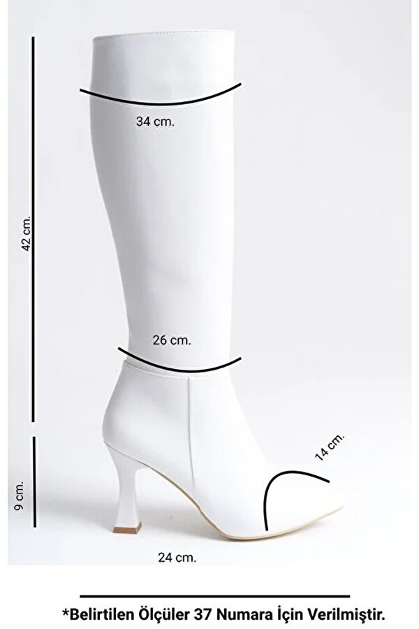 Diz Altı Topuklu Sivri Burun Kadın Çizme