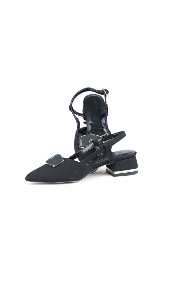 4 Cm  Saten Kumaş Arka Açık Topuklu Kadın Ayakkabı