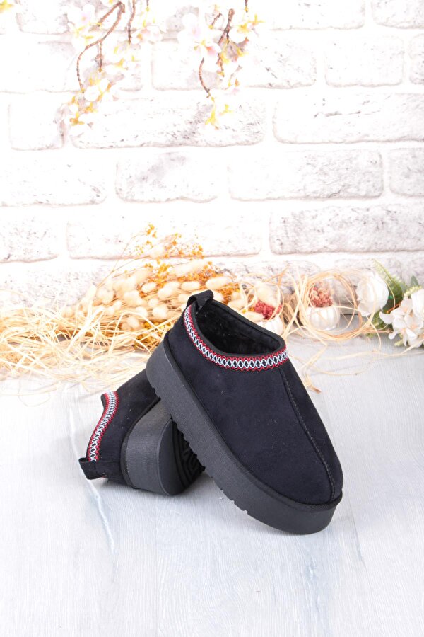 1191 İçi Kürklü Kalın Taban Önü Kapalı Kışlık Kadın Terlik