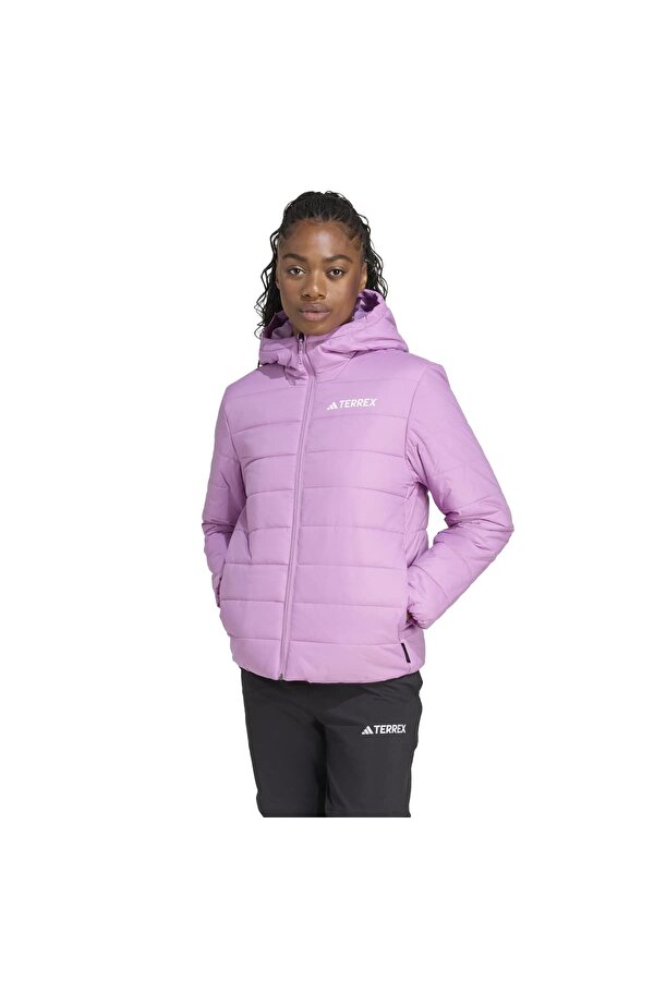 Essentials Mountain Trail Puffer Kadın Mor Kapüşonlu Mont