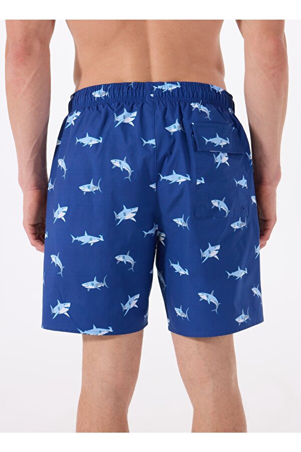 D5SM-MY 3402 Lacivert Baskılı Erkek Şort Mayo