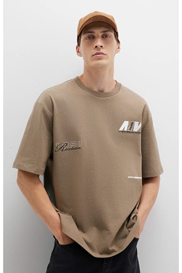 0612912 Baskılı Tişört Kısa Kol Tişört Erkek T-Shirt