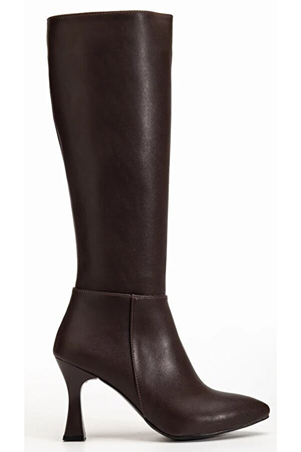 Diz Altı Topuklu Sivri Burun Kadın Çizme