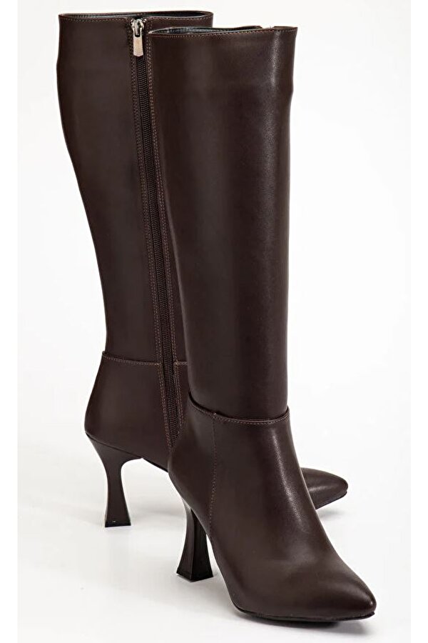 Diz Altı Topuklu Sivri Burun Kadın Çizme