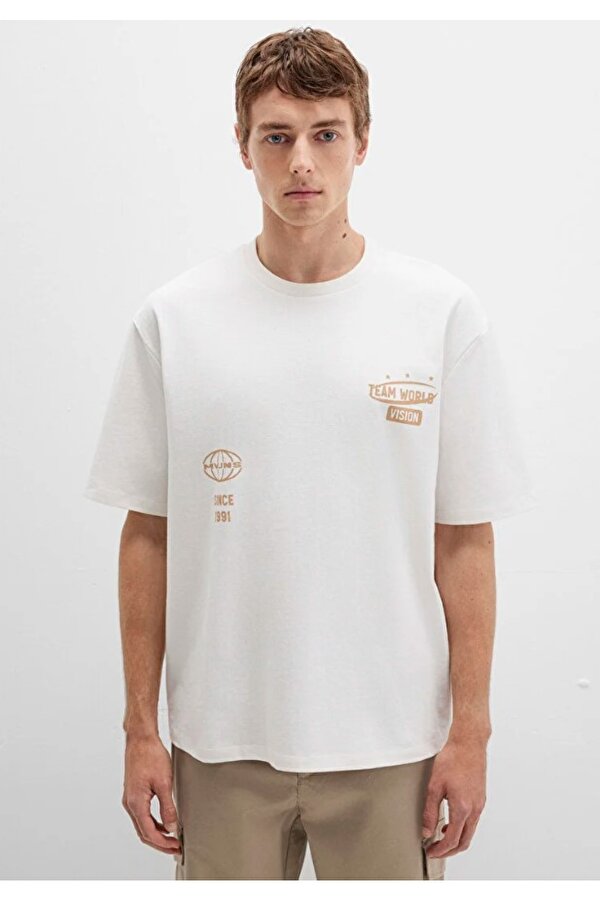 0612913 Baskılı Tişört Kısa Kol Tişört Erkek T-Shirt