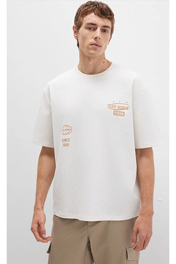 0612913 Baskılı Tişört Kısa Kol Tişört Erkek T-Shirt