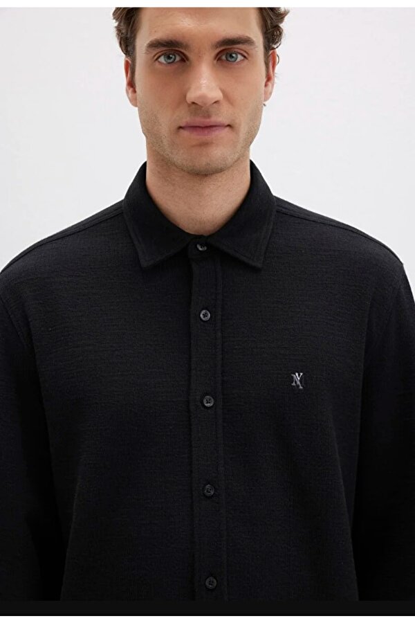 0211789 M Logo Nakışlı Örme Erkek Gömlek