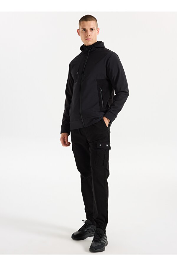 Kapüşon Yaka Düz Siyah Erkek Sweatmont J5WM-SWT7287