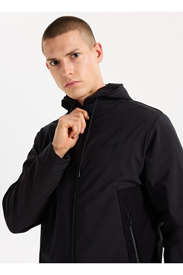 Kapüşon Yaka Düz Siyah Erkek Sweatmont J5WM-SWT7287