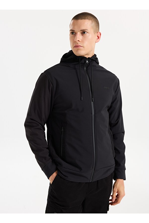 Kapüşon Yaka Düz Siyah Erkek Sweatmont J5WM-SWT7287