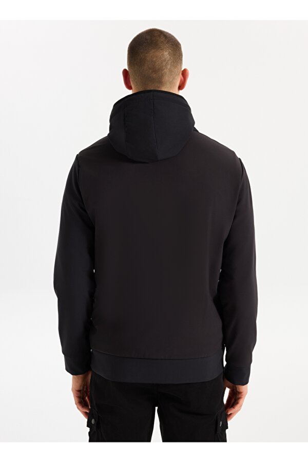 Kapüşon Yaka Düz Siyah Erkek Sweatmont J5WM-SWT7287