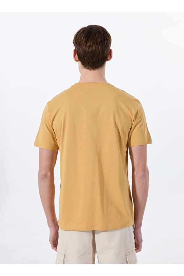 Bisiklet Yaka Baskılı Hardal Erkek T-Shirt J5SM-TST7347