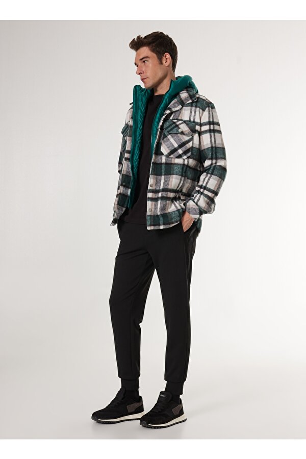 Koyu Yeşil Erkek Relaxed Ekose Mont J4WM-GML7267