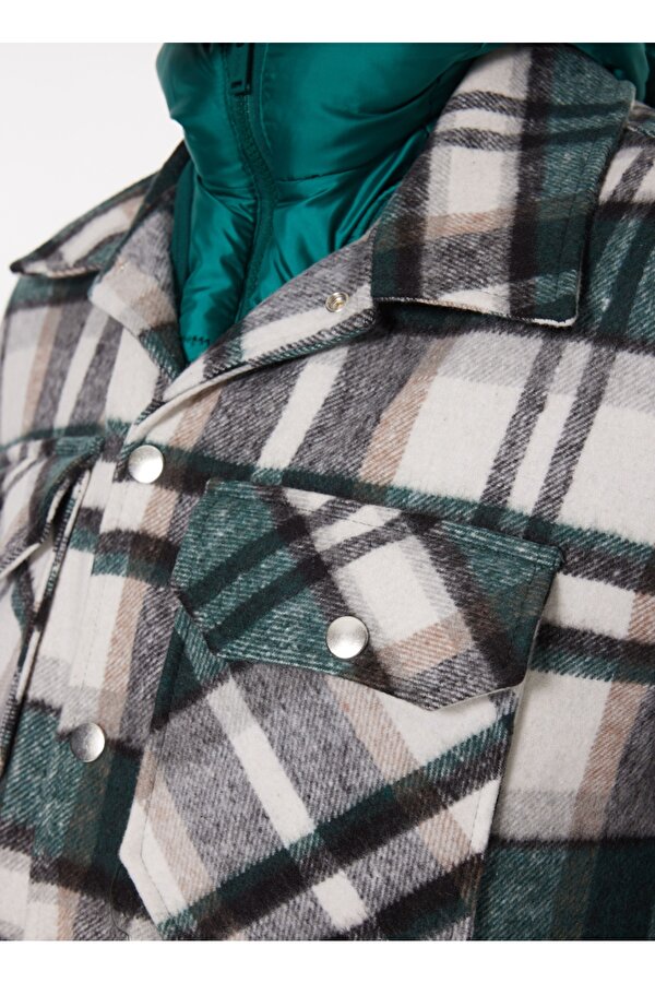 Koyu Yeşil Erkek Relaxed Ekose Mont J4WM-GML7267