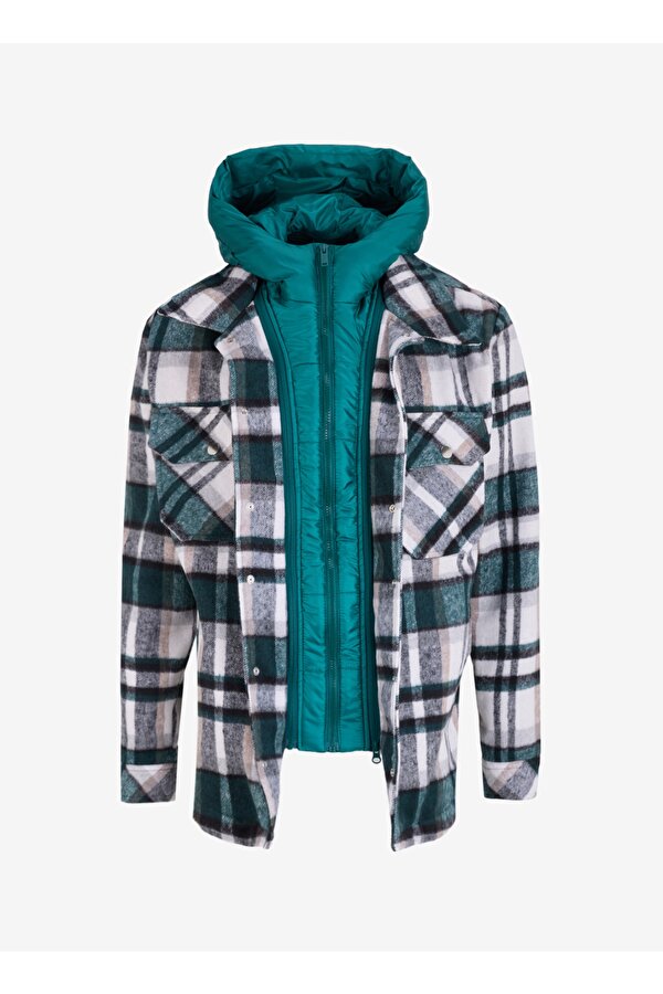 Koyu Yeşil Erkek Relaxed Ekose Mont J4WM-GML7267