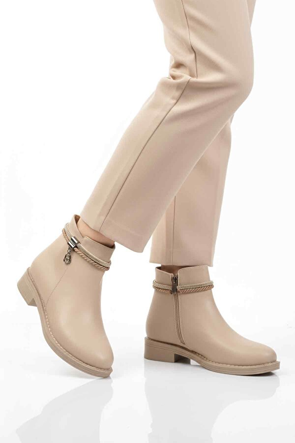 Bej Cilt Fermuarlı Kaymaz Bot 325126 Z