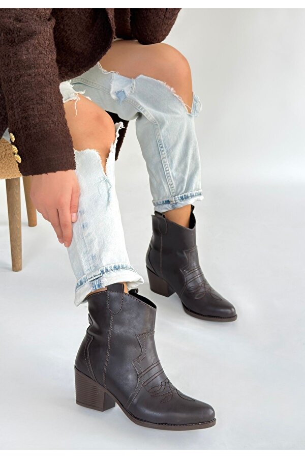 Kahve Kadın Topuklu Bot