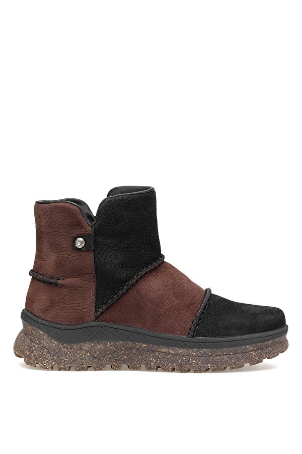 D25KB-4090 Kadın Hakiki Nubuk Deri Düz Bot Siyah