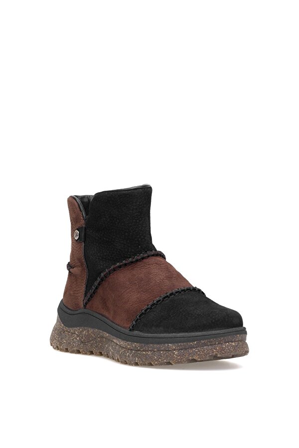 D25KB-4090 Kadın Hakiki Nubuk Deri Düz Bot Siyah