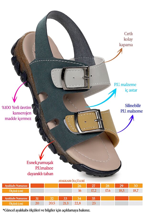 Erkek Çocuk Sandalet Arz 2359 Petrol - Sarı