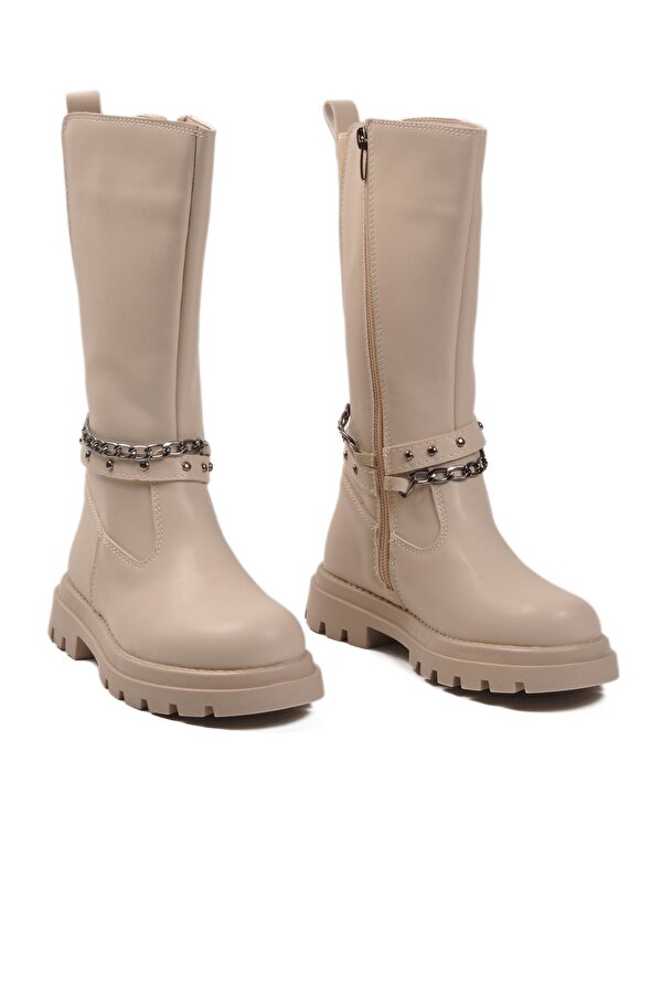 Bej İçi Polarlı Fermuarlı Kız Çocuk Çizme Paris-26K F