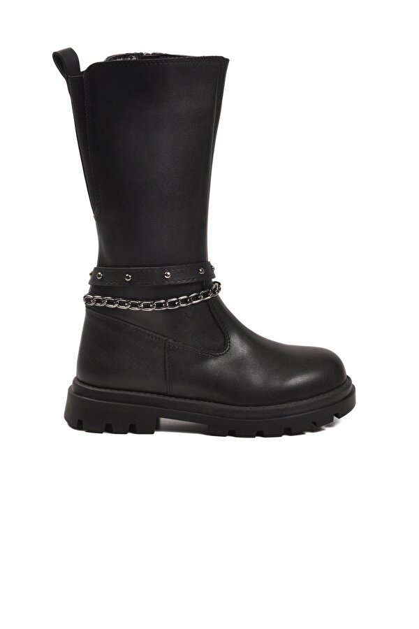 Siyah İçi Polarlı Fermuarlı Kız Çocuk Çizme Paris-26K F