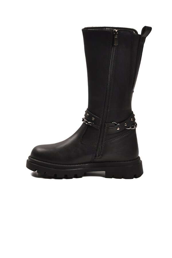 Siyah İçi Polarlı Fermuarlı Kız Çocuk Çizme Paris-26K F