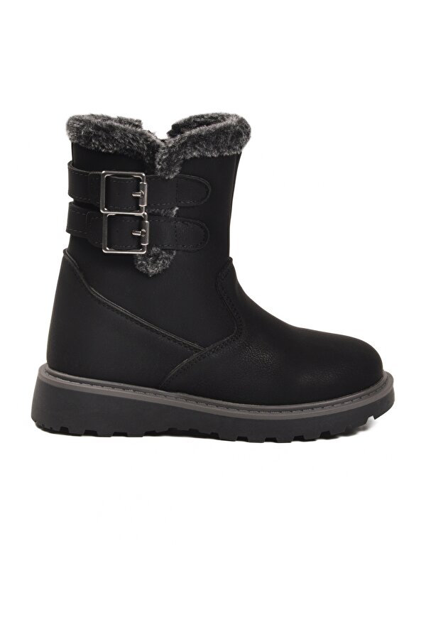 Siyah İçi Polarlı Kaymaz Kız Çocuk Bot Buckle F