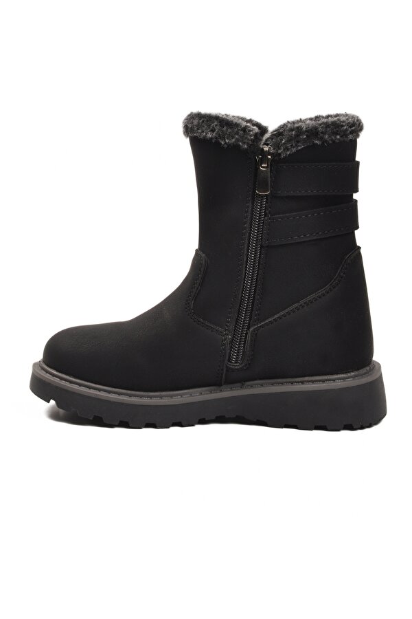Siyah İçi Polarlı Kaymaz Kız Çocuk Bot Buckle F