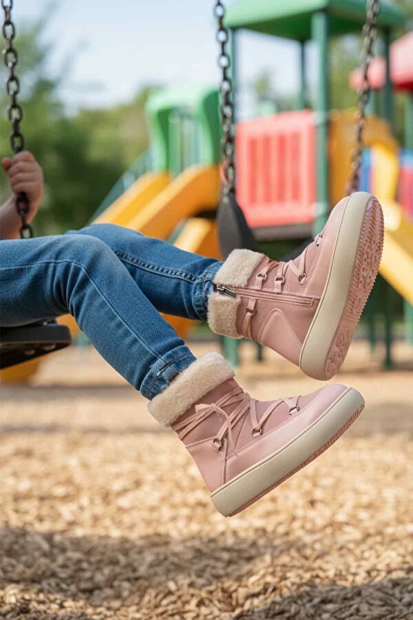 Pudra İçi Polarlı Kaymaz Kız Çocuk Bot Selis F