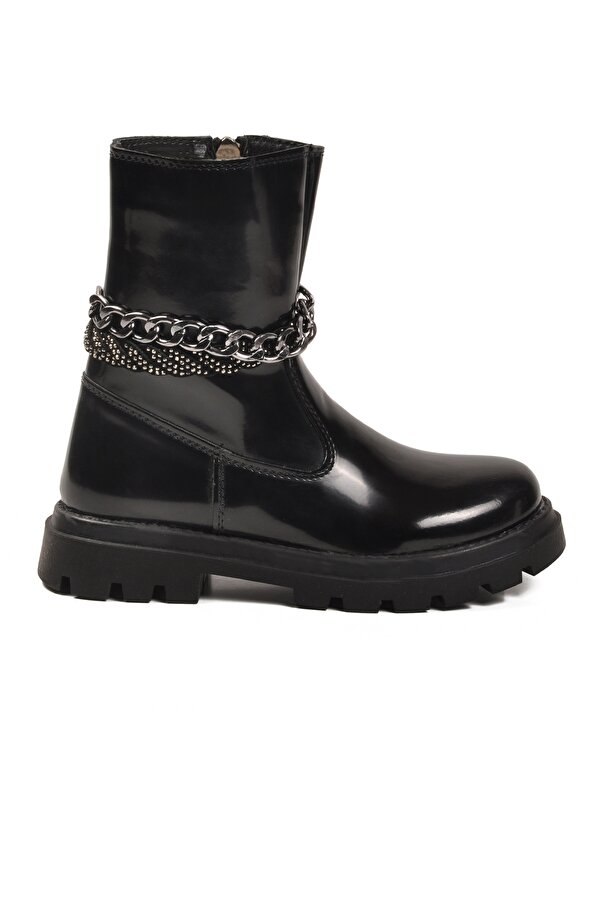 Siyah Rugan İçi Polarlı Kaymaz Kız Çocuk Çizme Duru F