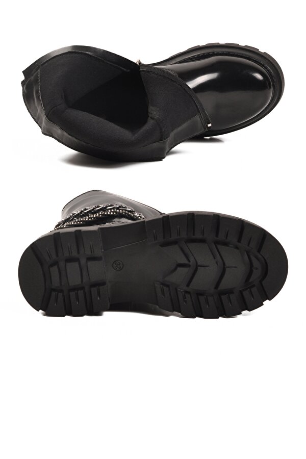 Siyah Rugan İçi Polarlı Kaymaz Kız Çocuk Çizme Duru F