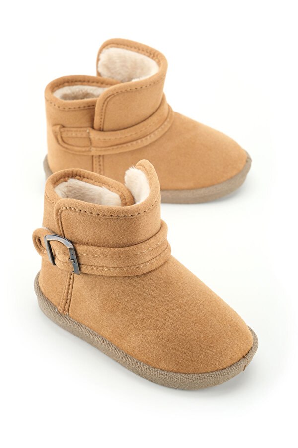 Kız Çocuk Kışlık Boğazdan Peluşlu Tek Kemer Cırt Cırtlı Ayarlanabilir PVC Rahat Taban Ev Bahçe Okul Kreş Kısa Bot