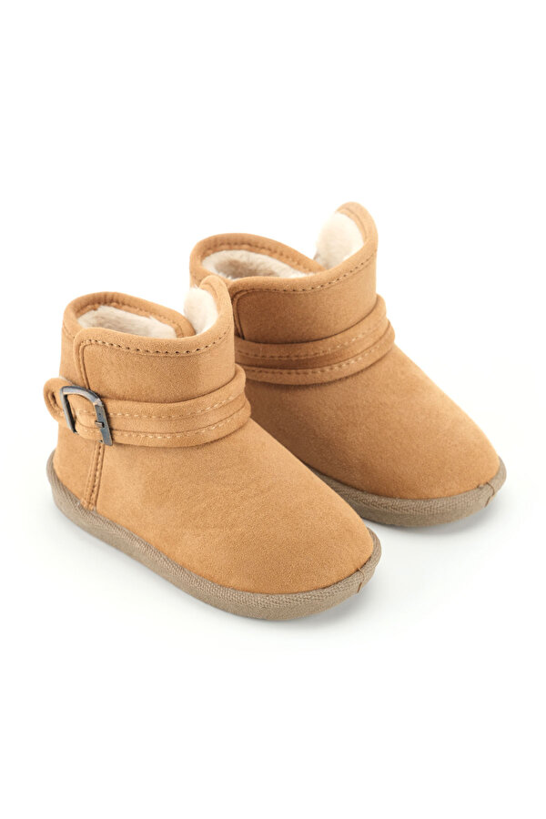 Kız Çocuk Kışlık Boğazdan Peluşlu Tek Kemer Cırt Cırtlı Ayarlanabilir PVC Rahat Taban Ev Bahçe Okul Kreş Kısa Bot