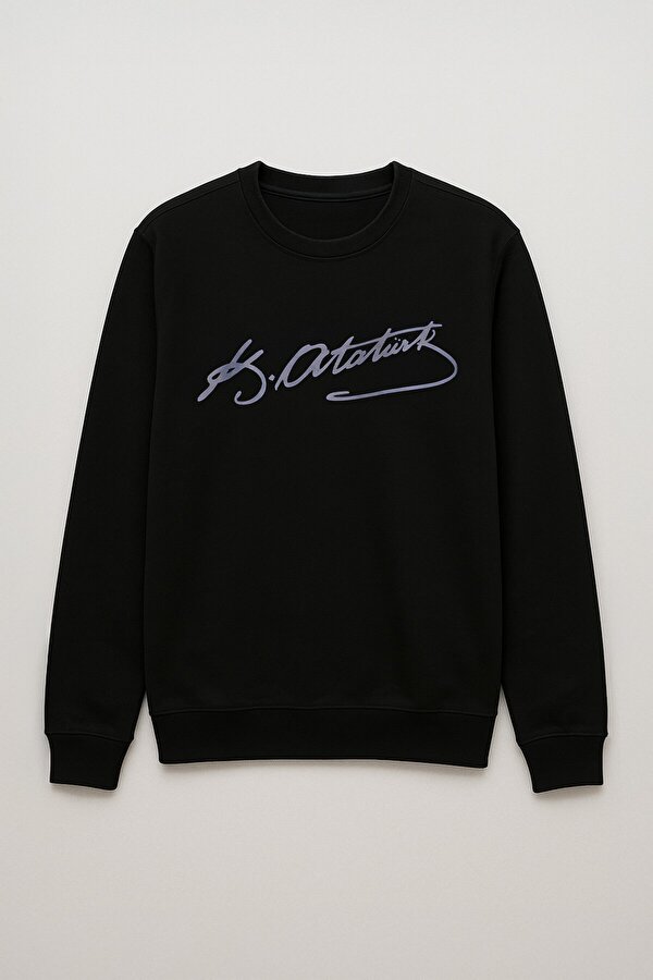 Kadın Atatürk İmzalı Siyah Sweatshirt