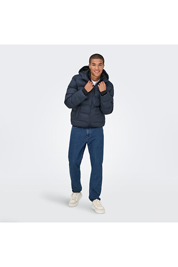 Union Seamless Life Puffer Erkek Lacivert Kapüşonlu Mont