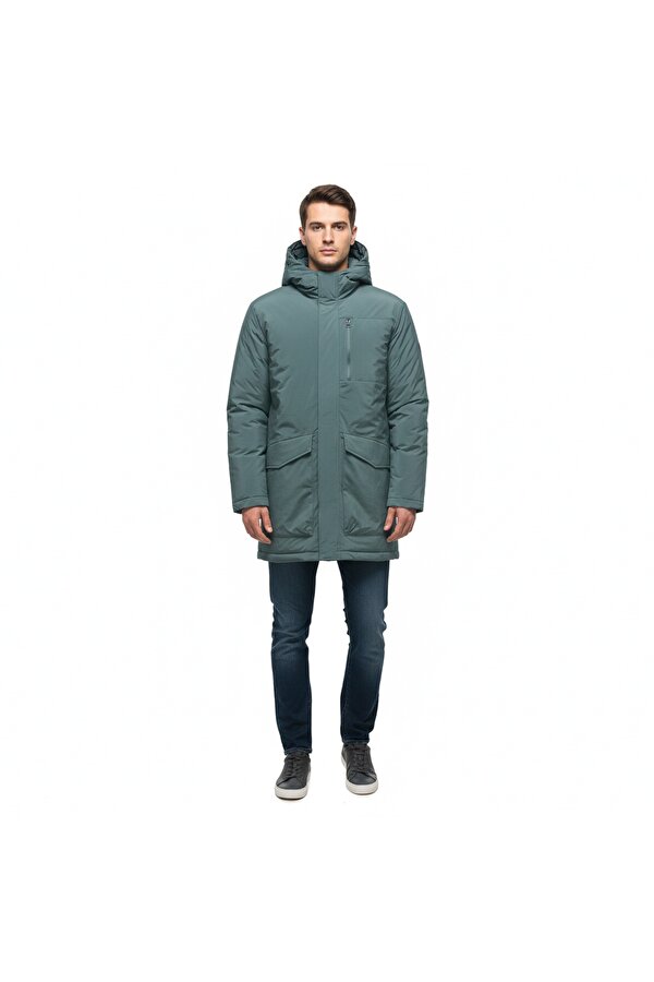 Global Erkek Yeşil Kapüşonlu Ceket