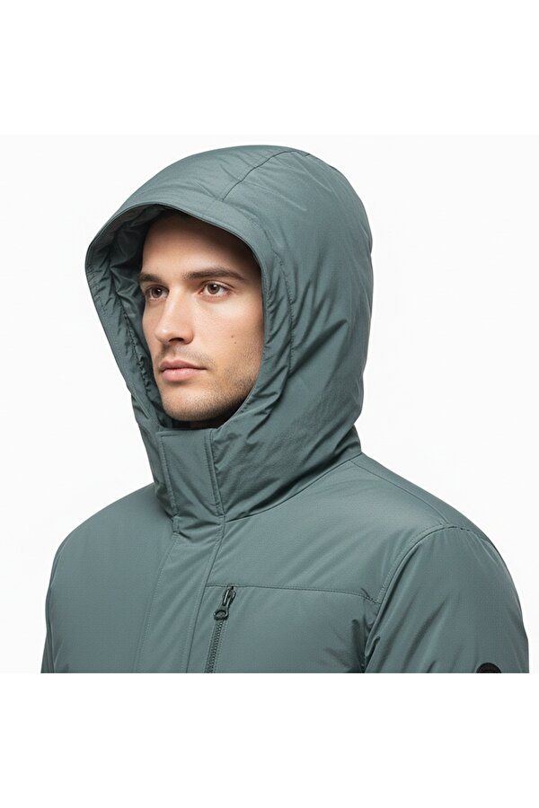 Global Erkek Yeşil Kapüşonlu Ceket