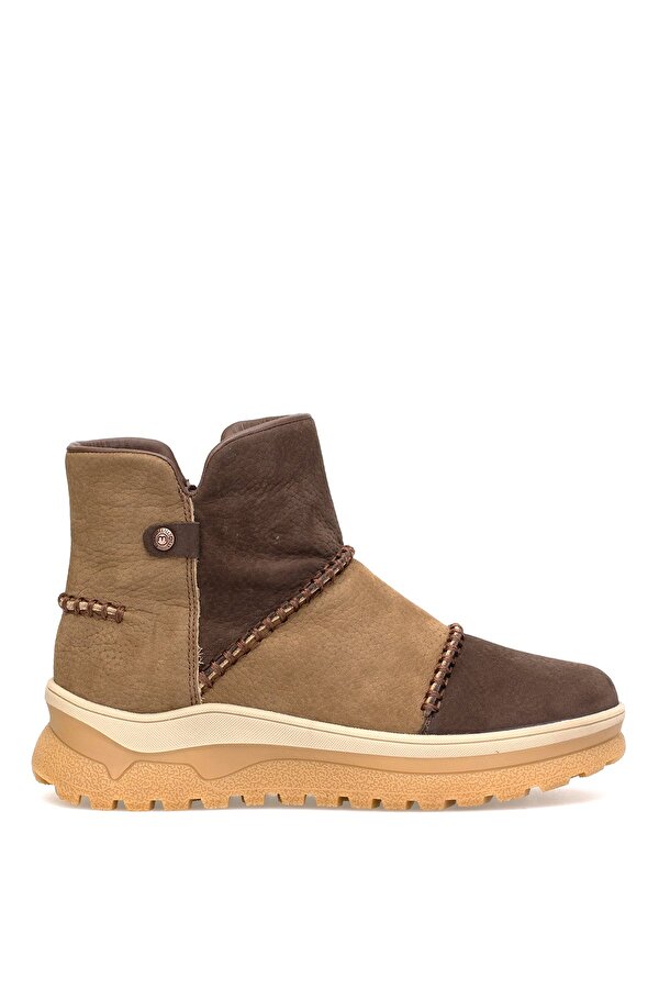 D25KB-4090 Kadın Hakiki Nubuk Deri Düz Bot Kahverengi