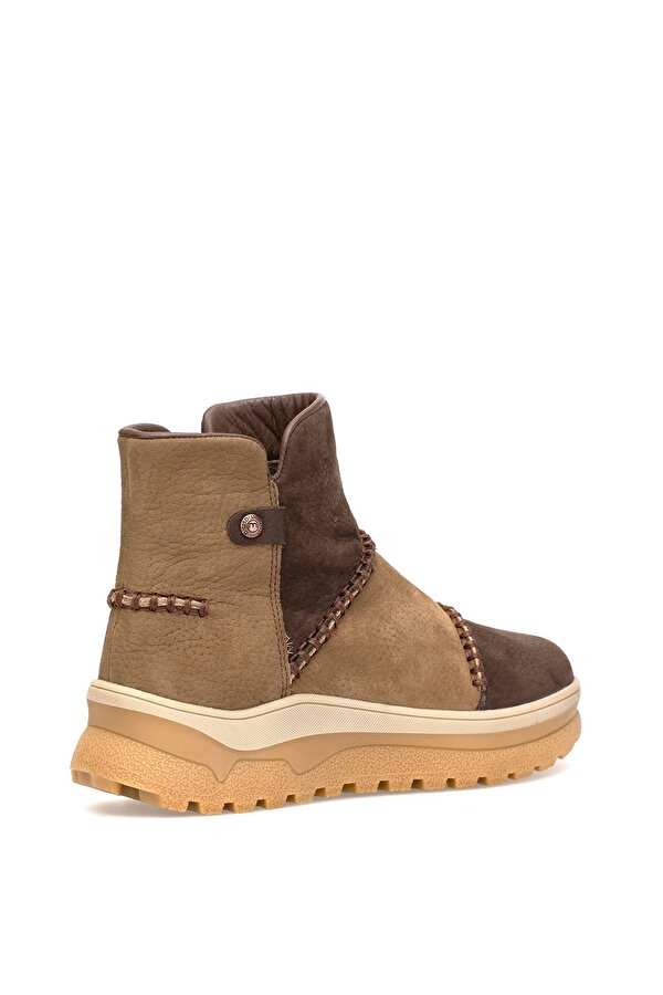 D25KB-4090 Kadın Hakiki Nubuk Deri Düz Bot Kahverengi