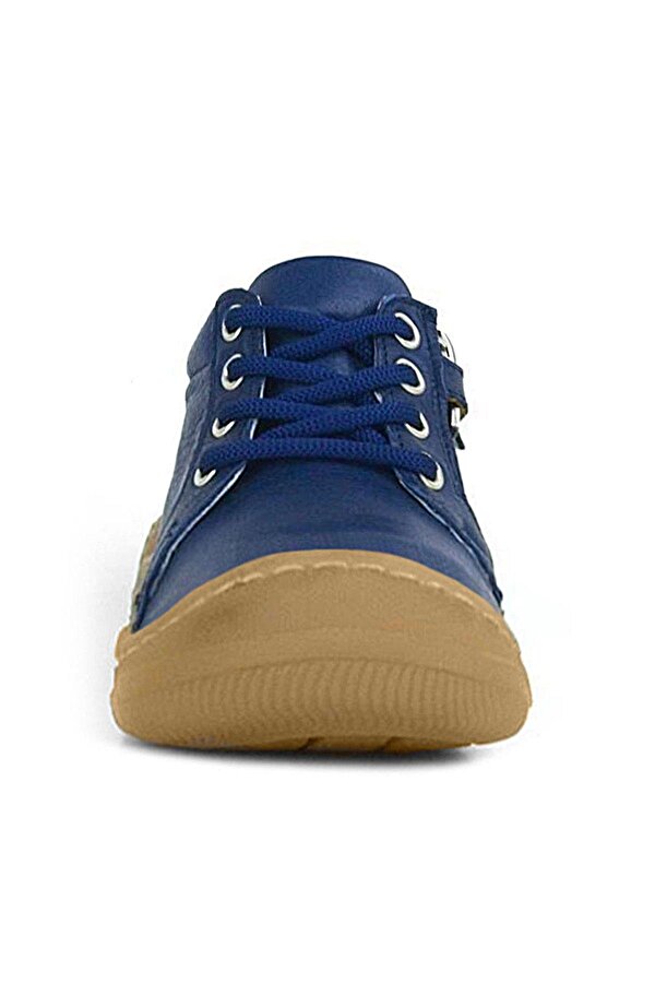 Anatomik Yumuşak Hakiki Deri Fermuarlı Lacivert Bebek Bot Ayakkabı